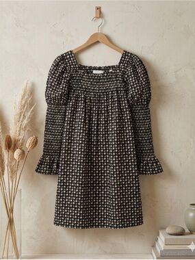 DÔEN Sabia Mini Dress Noir Countryside Paisley Organic Cotton Women’s XS NWT